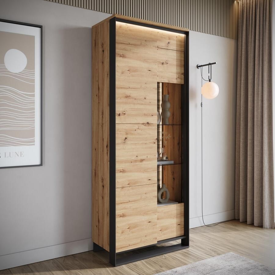 MEUBELLA Vitrinekast Quincy Eiken 76 cm