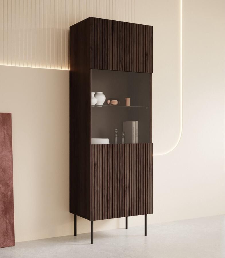 Meubella Vitrinekast Tartagal Donkerbruin eiken 60 cm