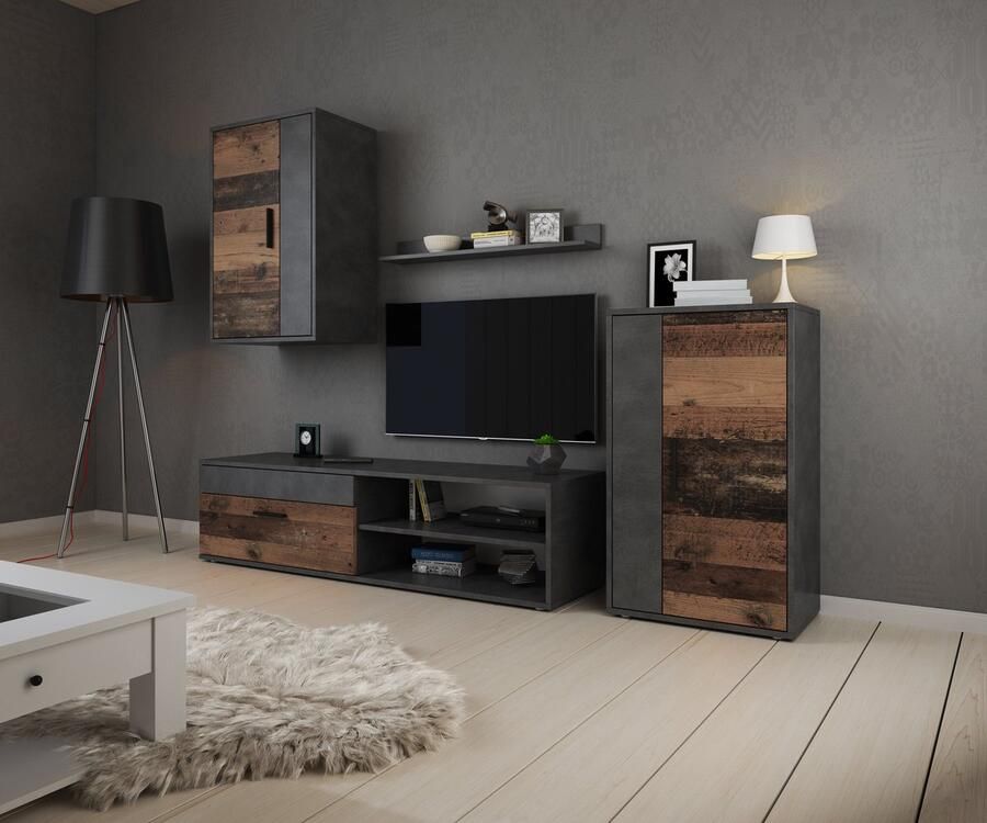 MEUBELLA Wandmeubel Bellini Old Wood Grijs 140 cm - Foto 2