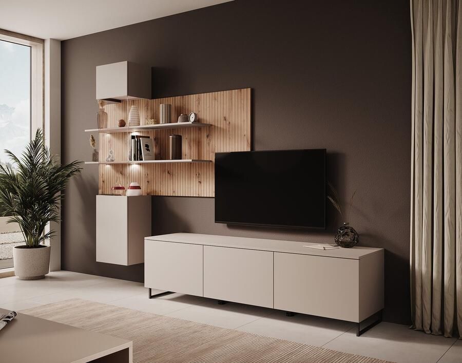 MEUBELLA Wandmeubel Gamble 1 Beige Eiken