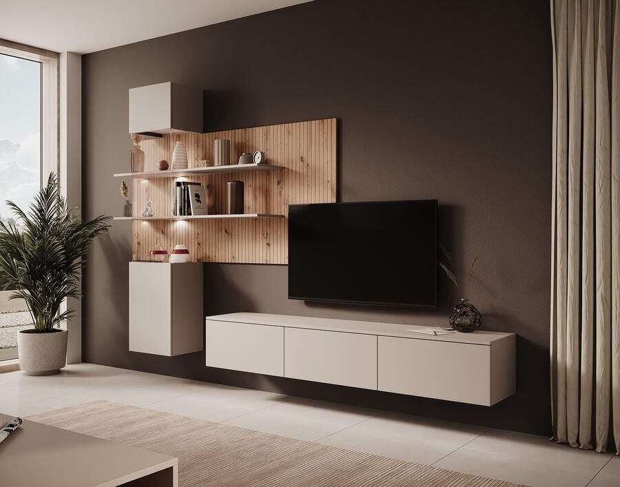 MEUBELLA Wandmeubel Gamble 2 Beige Eiken