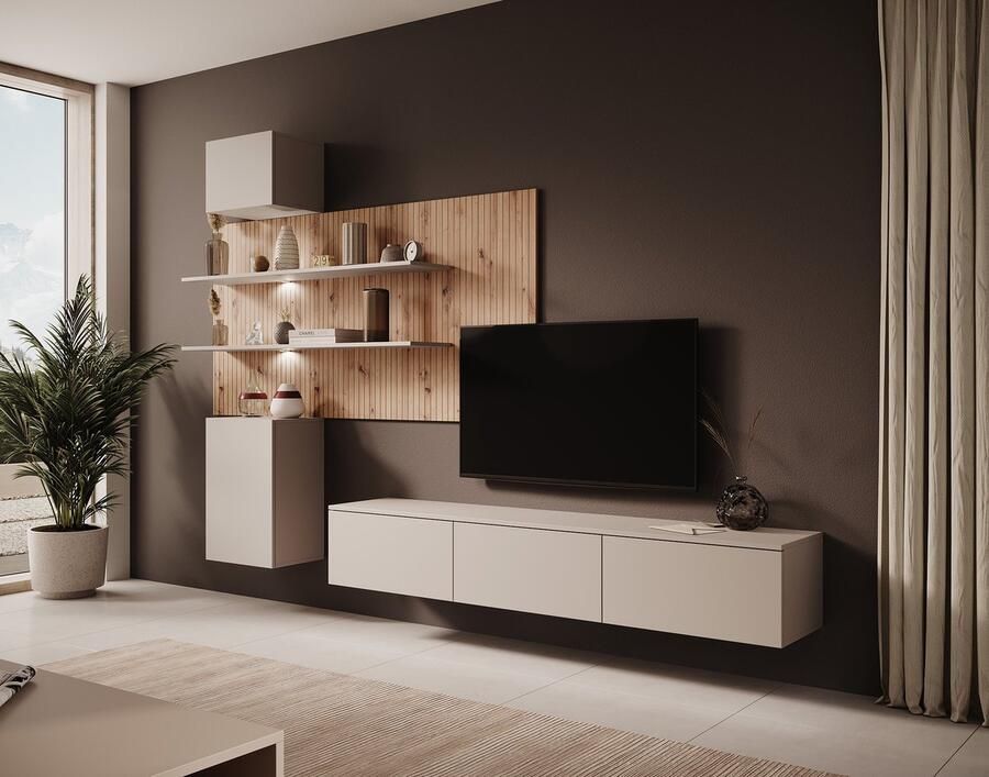 MEUBELLA Wandmeubel Gamble 4 Beige Eiken