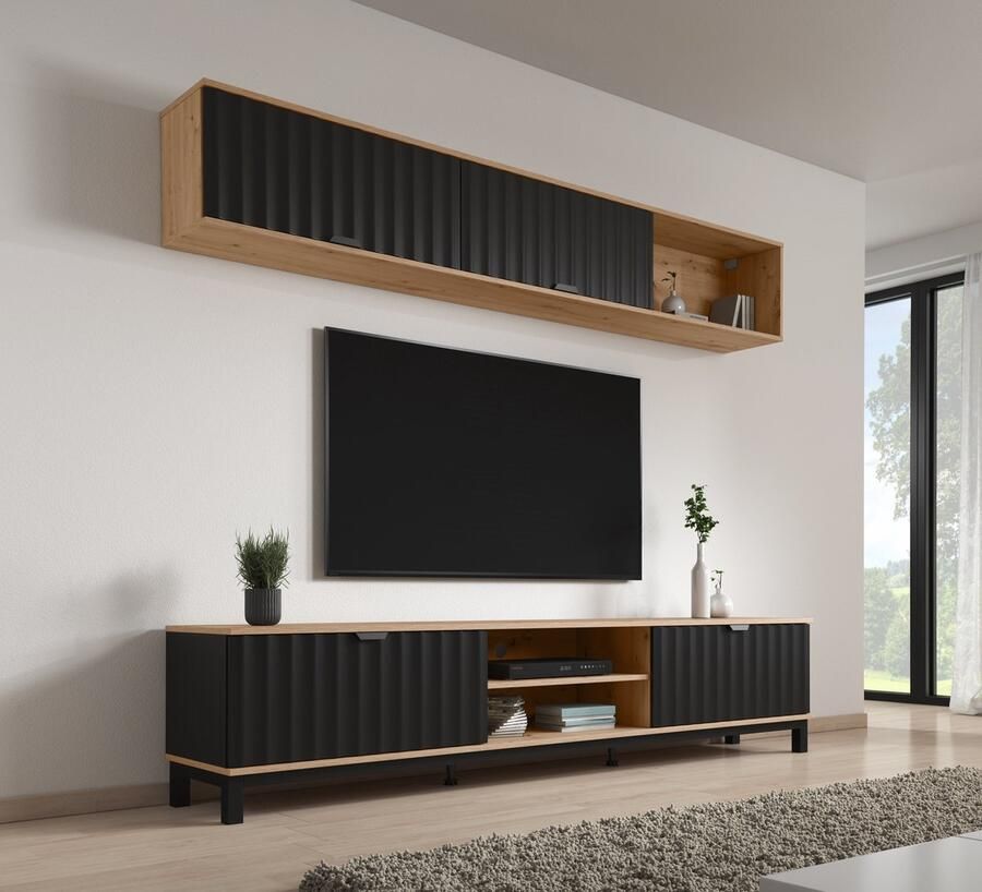 MEUBELLA Wandmeubel Mansell Zwart 218 cm