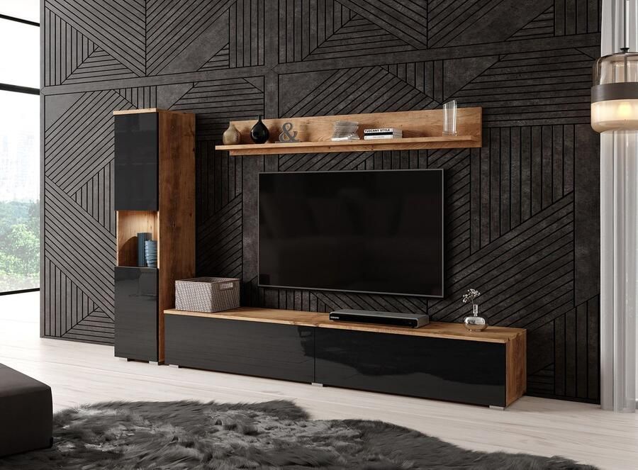 MEUBELLA Wandmeubel Pure Zwart Donker eiken - Foto 2