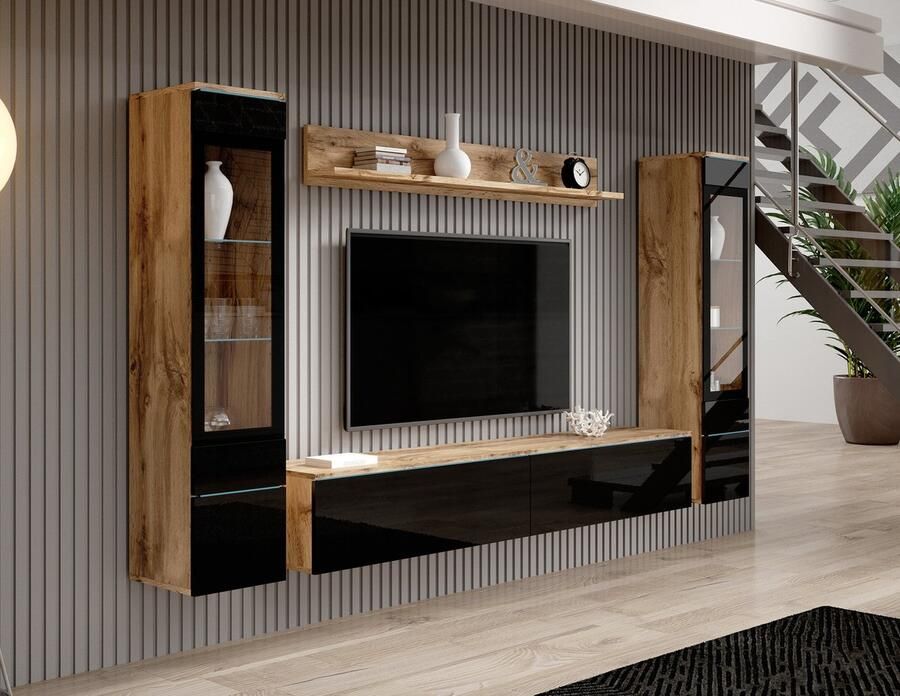 MEUBELLA Wandmeubel Variety Zwart Eiken - Foto 2