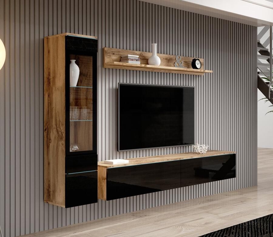 MEUBELLA Wandmeubel Verity Zwart Eiken - Foto 2