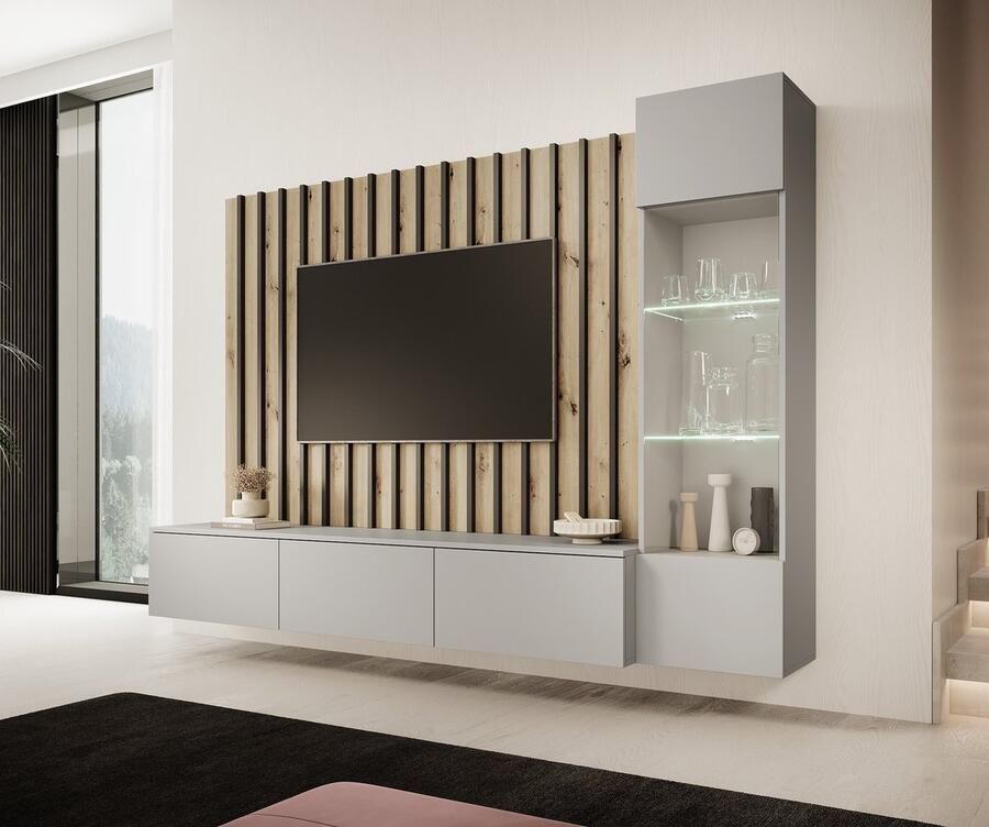 MEUBELLA Wandmeubel Votado 1 Grijs Eiken