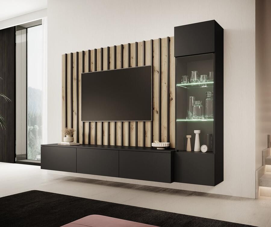 MEUBELLA Wandmeubel Votado 1 Zwart Eiken