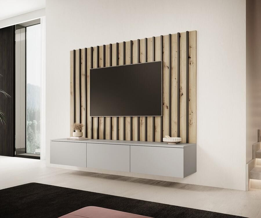 MEUBELLA Wandmeubel Votado 2 Grijs Eiken