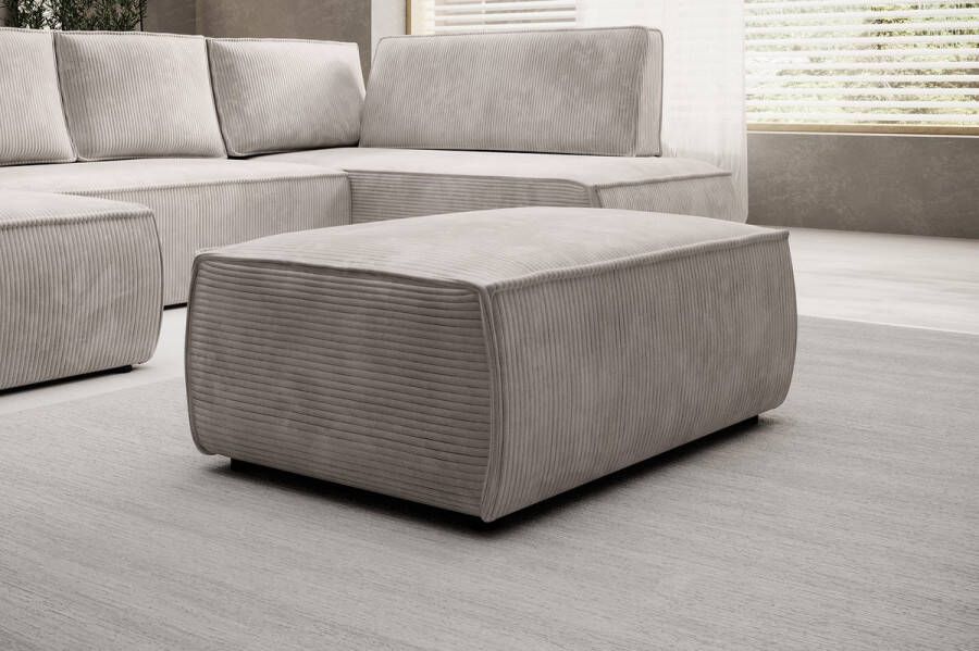 MEUBELLA Poef Foster Beige Ribstof