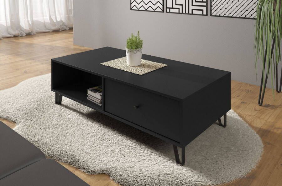 Meubella Salontafel Barlo Mat Zwart 110 cm - Foto 2