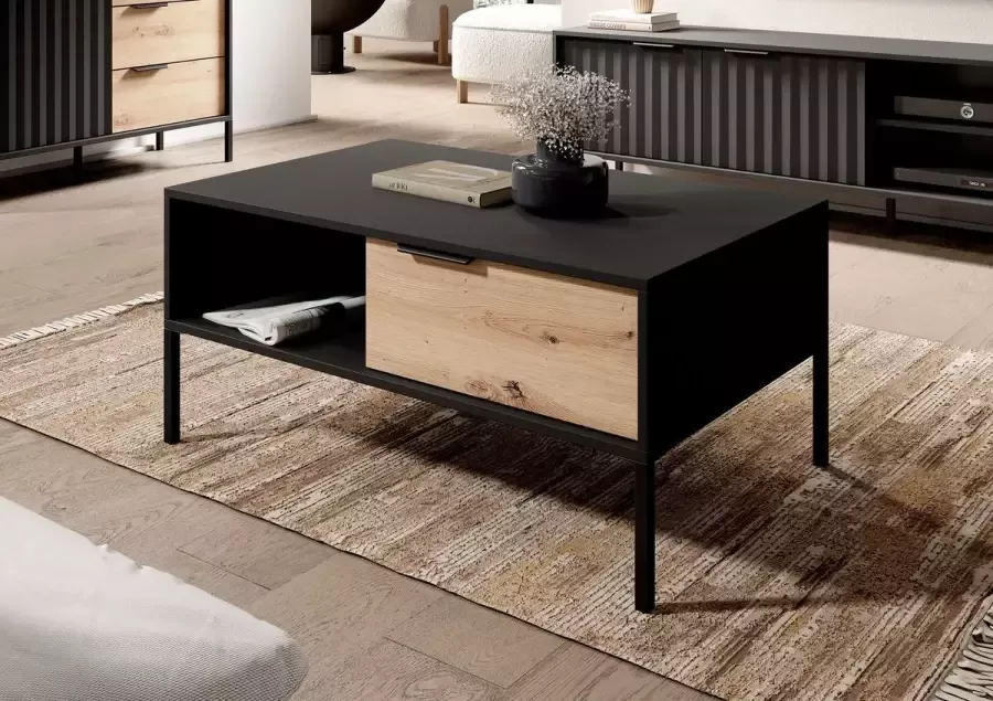 Meubella Salontafel Ramirez Zwart Eiken 97 cm - Foto 2