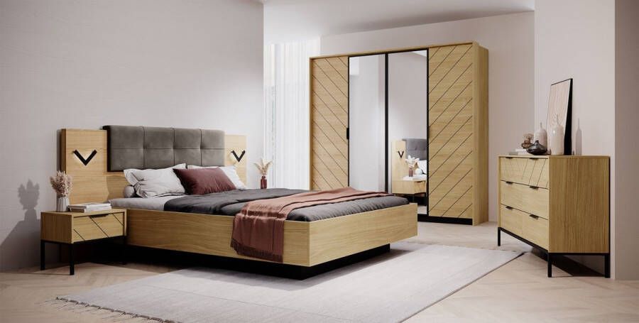 MEUBELLA Slaapkamer Fashion Kastanje Antraciet 160