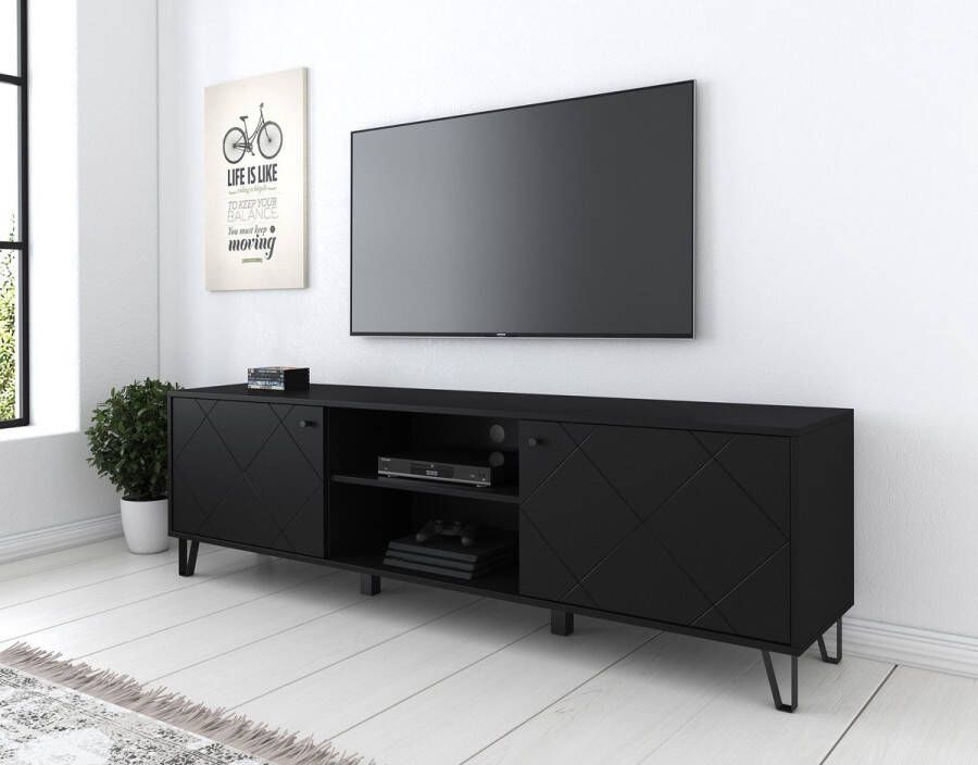 Meubella TV-Meubel Barlo Mat Zwart 183 cm - Foto 2