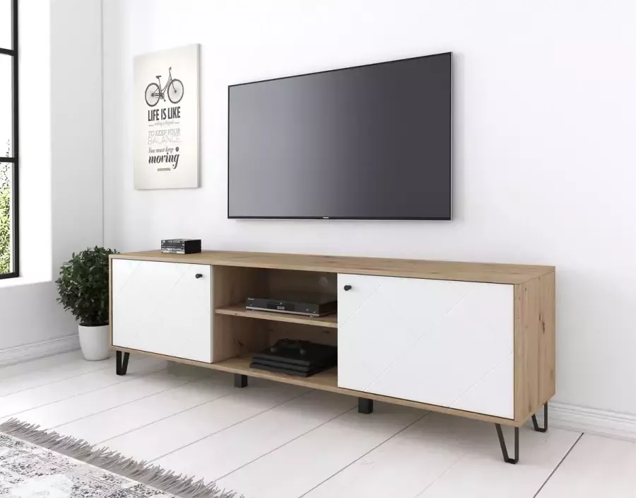 Meubella TV-Meubel Barlo Wit Eiken 183 cm