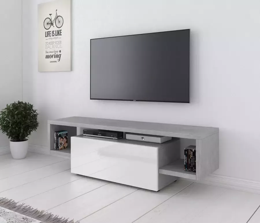 Meubella TV-Meubel Harrison Wit Betonlook 138 cm ACTIE - Foto 2