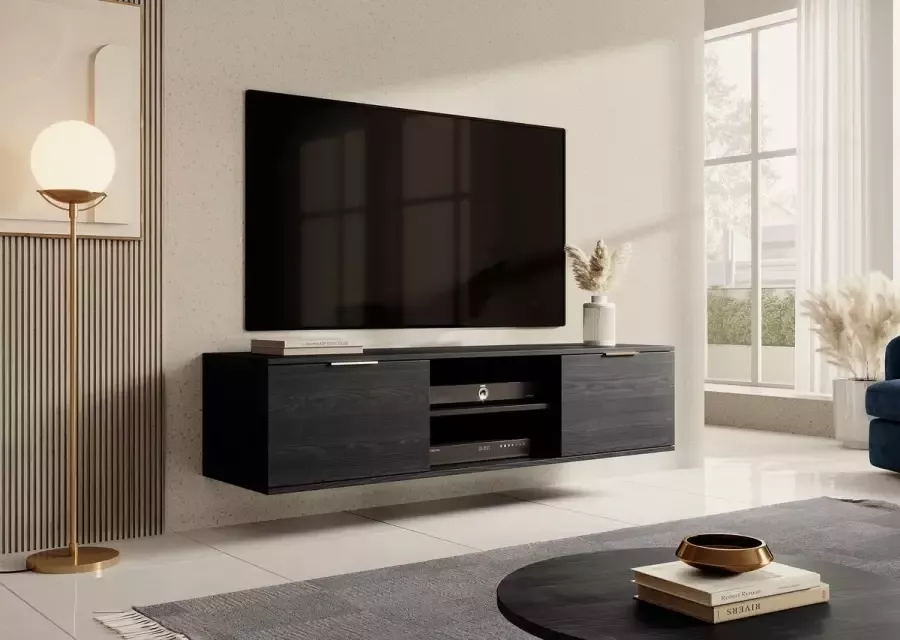 Meubella TV-Meubel Ponchi 2 Zwart eiken 150 cm - Foto 2