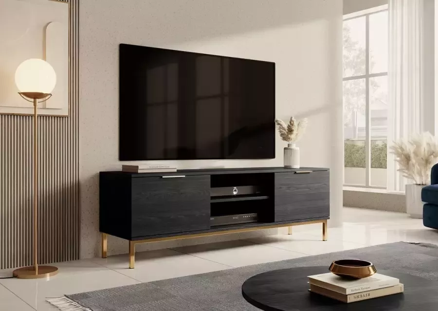 Meubella TV-Meubel Ponchi Zwart eiken 150 cm - Foto 2