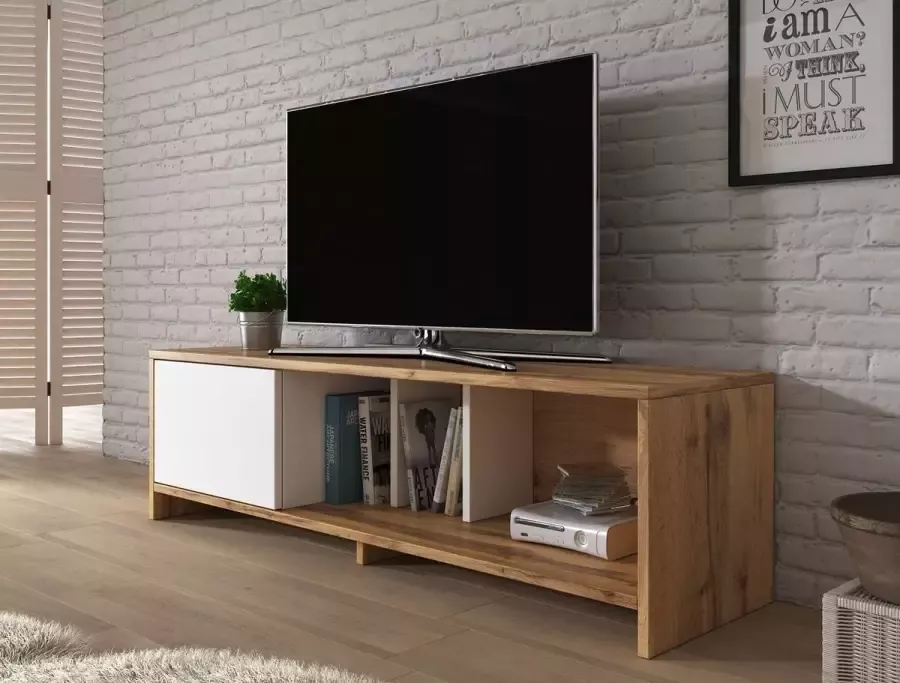 Meubella TV-Meubel Santino Wit Eiken 140 cm ACTIE - Foto 2