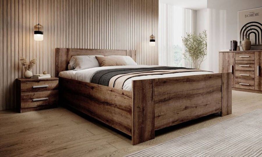 MEUBELLA Tweepersoonsbed Blake Donker eiken 160x200 cm