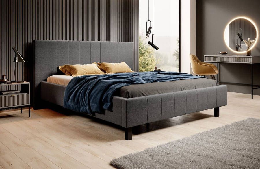 MEUBELLA Tweepersoonsbed Boost Donkergrijs 160x200 cm