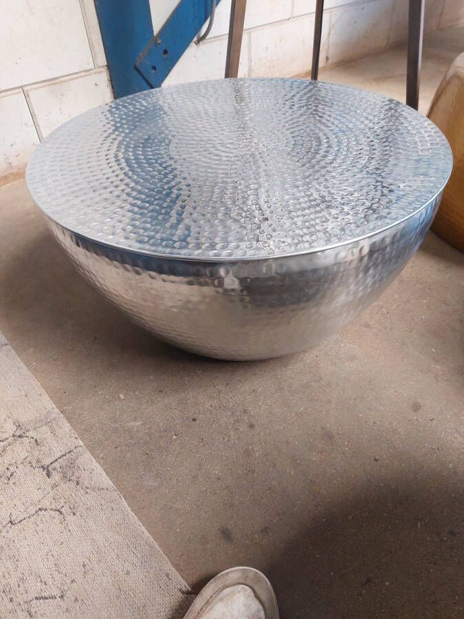 Invicta Interior Ronde salontafel ORIENT II 60cm zilver metaal aluminium gehamerd ontwerp handgemaakt 37913 - Foto 2