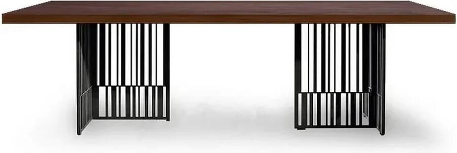 MeubelMagie Robuuste houten eettafel met moderne Scandinavische stalen poten