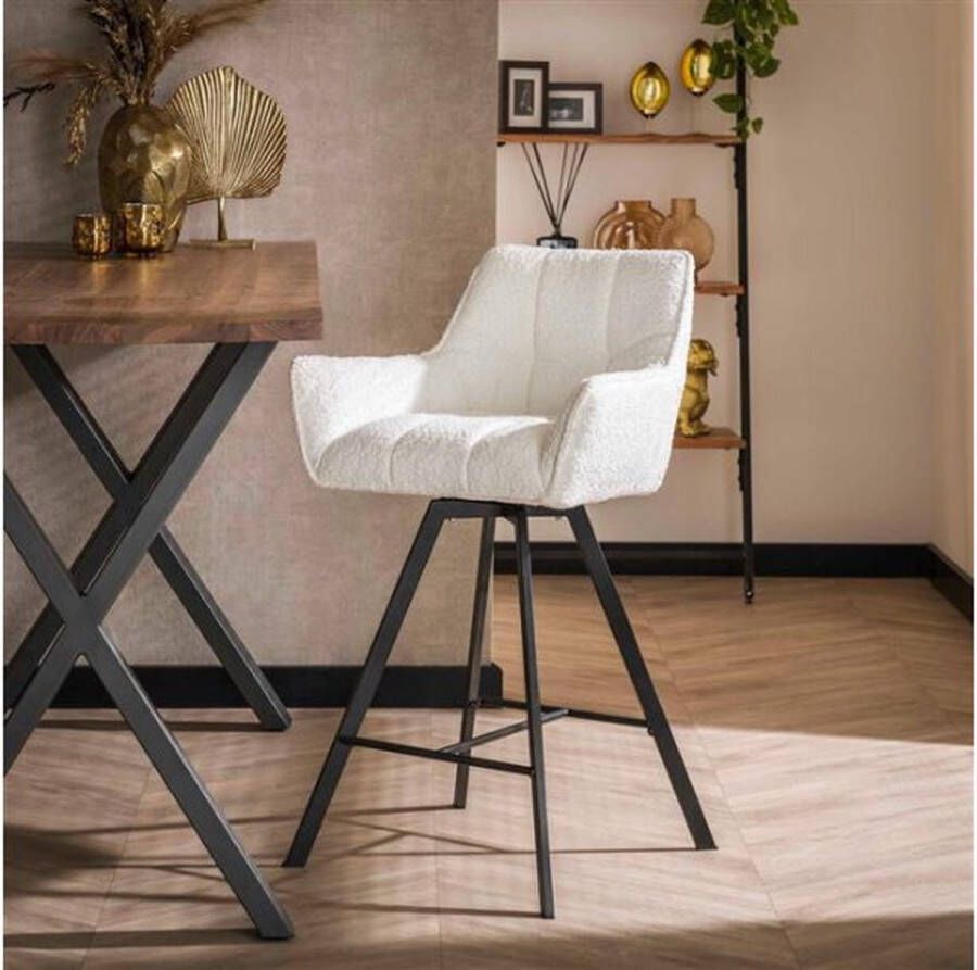 Meubelplaats Barstoel raster draaibaar Bouclé wit (set van 2)