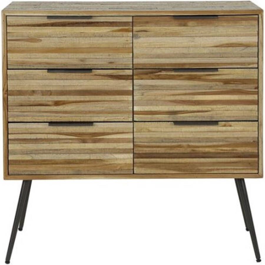 Meubelplaats Ladekast Teca strip 6 lades Teakhout verweerd