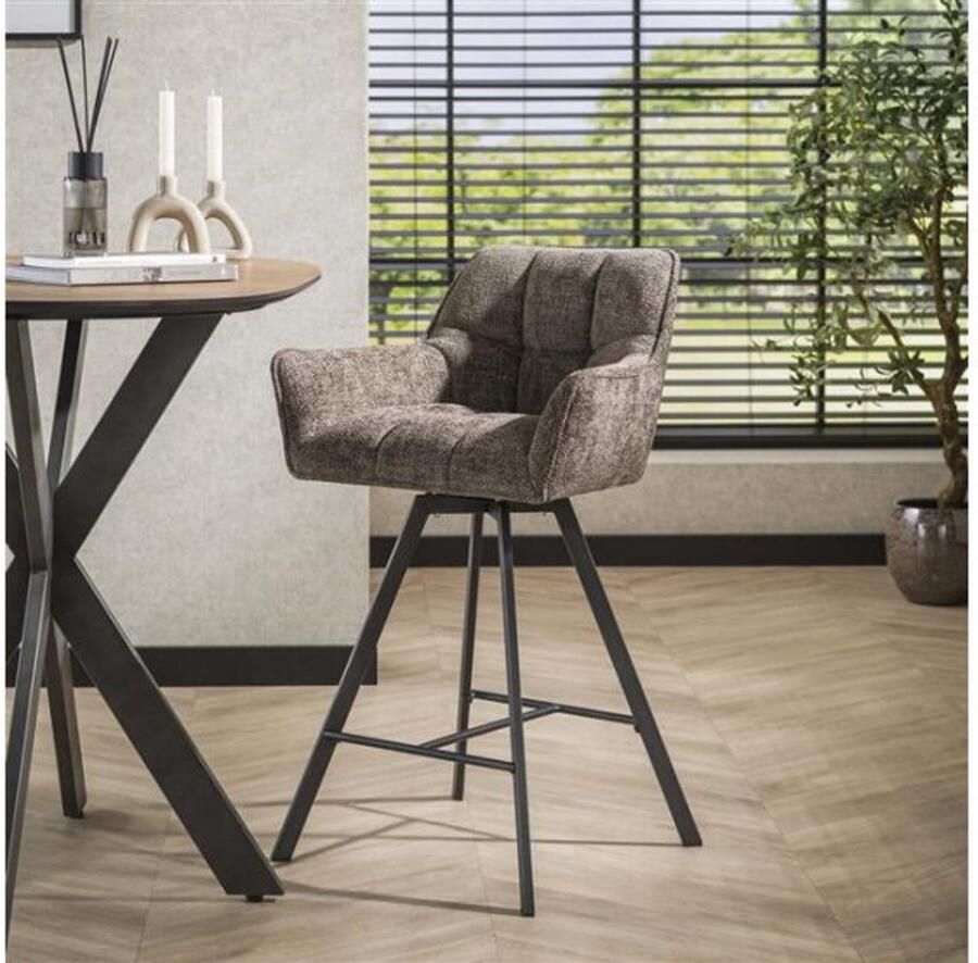 Meubelplaats Barstoel raster draaibaar. VPE2 Rich taupe barstoelen set van 2