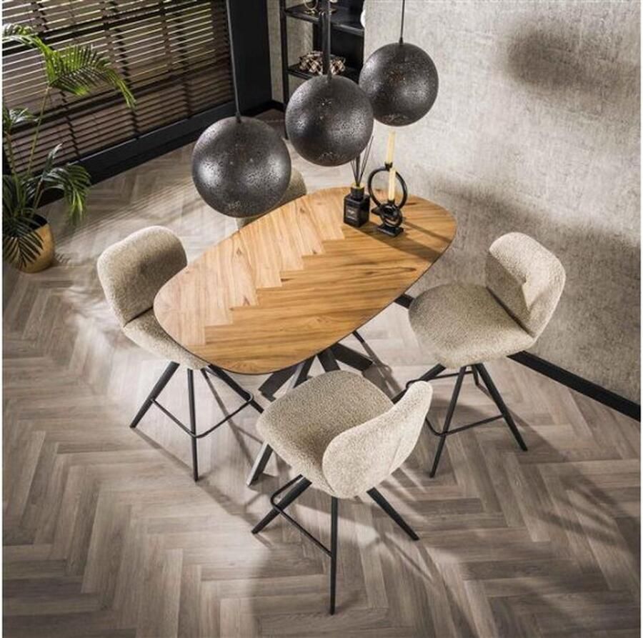 Meubelplaats Bartafel Tessaro visgraat organisch teakhout 140 cm Naturel - Foto 2