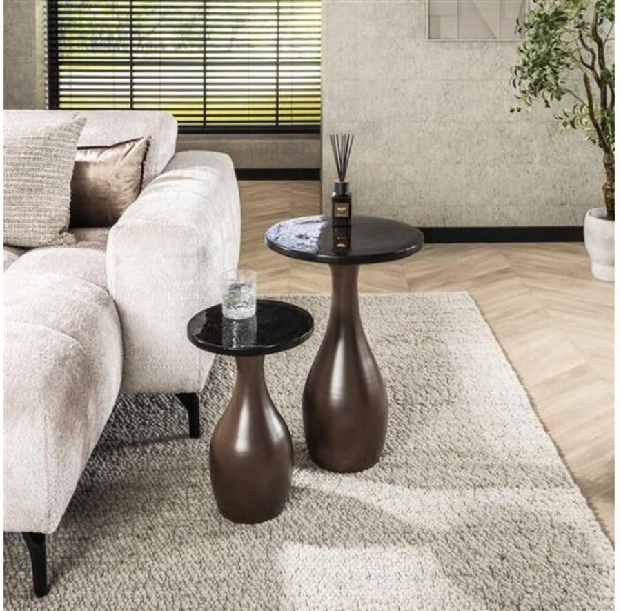 Meubelplaats Bijzettafel druppel M Eclips Koper antiek finish