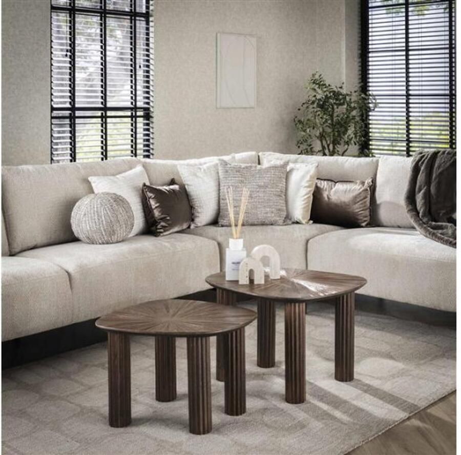 Meubelplaats Bijzettafel set 2 XL Maya teak rust brown