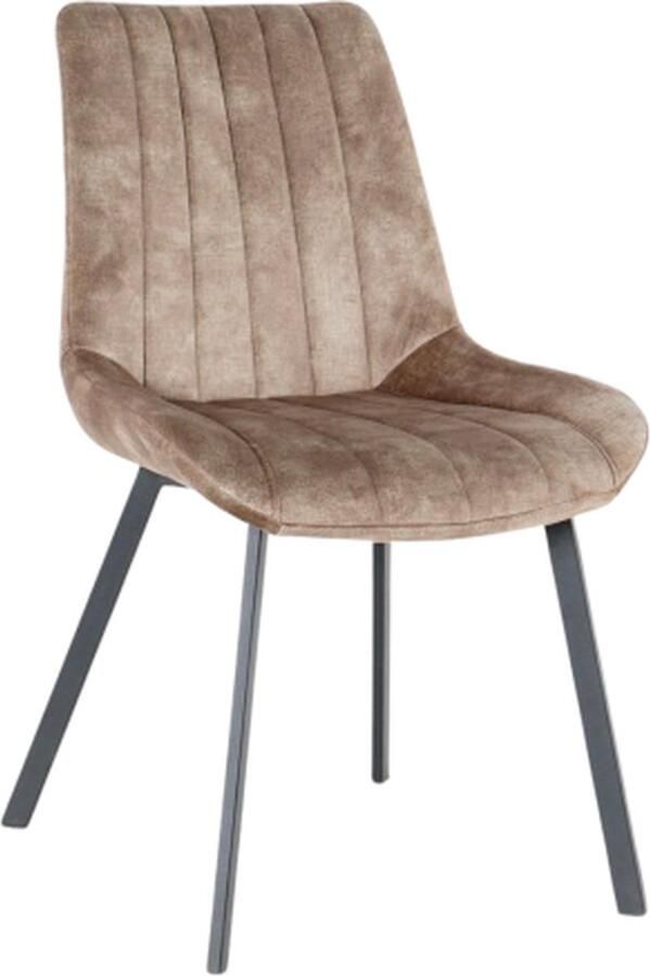 Meubelplaats By-Olaf Eetkamerstoel Austin velvet Taupe slanke metalen poten industrieel design velours