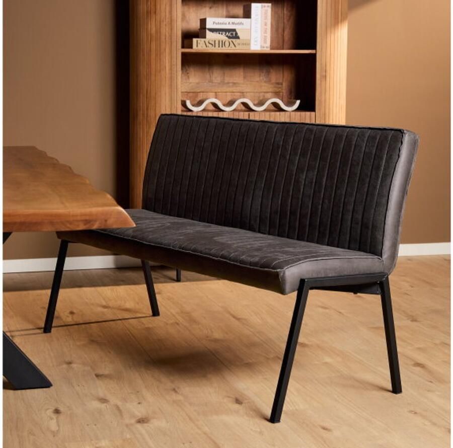 Starfurn Eetkamerbank Tivoli Antraciet Leer 155x56x88cm - Foto 2