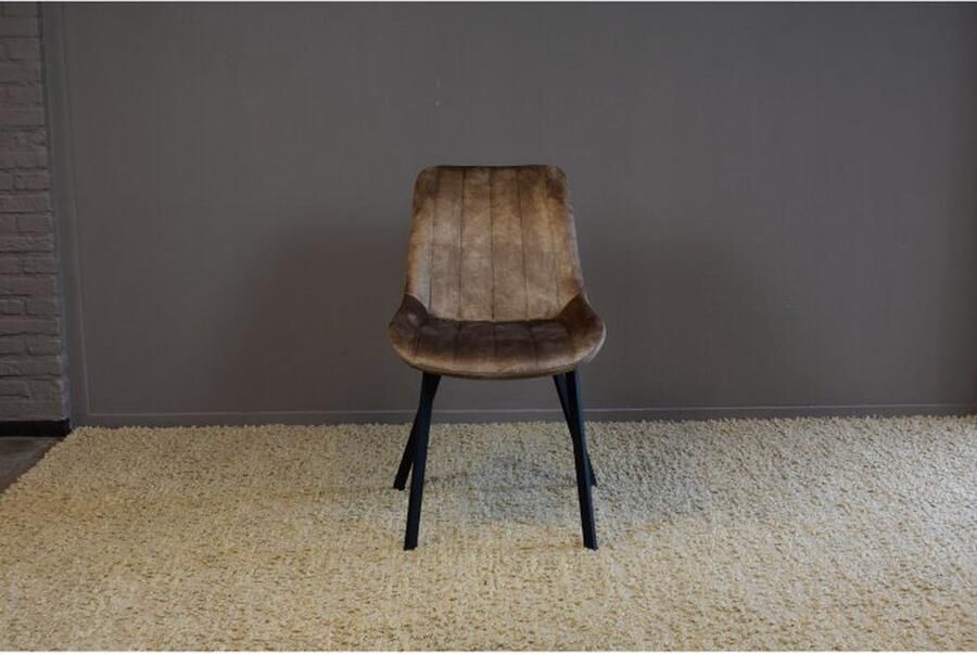Meubelplaats By-Olaf Eetkamerstoel Austin velvet Taupe slanke metalen poten industrieel design velours - Foto 2