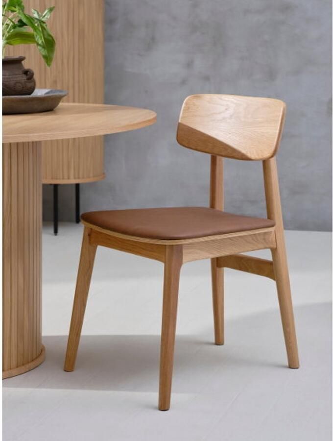 Meubelplaats Eetkamerstoel Livo eikenhout naturel Tan eetkamerstoelen set van 2