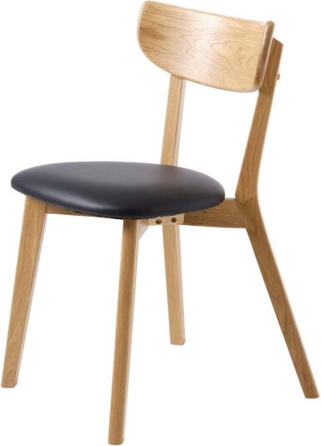 Meubelplaats Eetkamerstoel Pero eiken zwart Pu-leer Naturel eetkamerstoelen set van 2