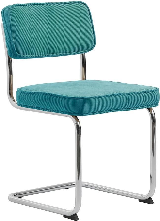 Meubelplaats Eetkamerstoel Rupert ribstof Blauw eetkamerstoelen set van 2