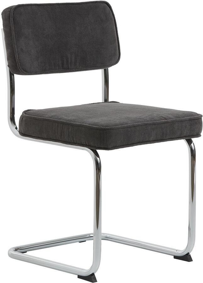 Meubelplaats Eetkamerstoel Rupert ribstof Grijs eetkamerstoelen set van 4