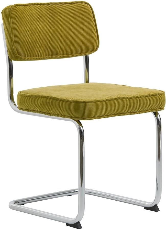 Meubelplaats Eetkamerstoel Rupert ribstof Groen eetkamerstoelen set van 2