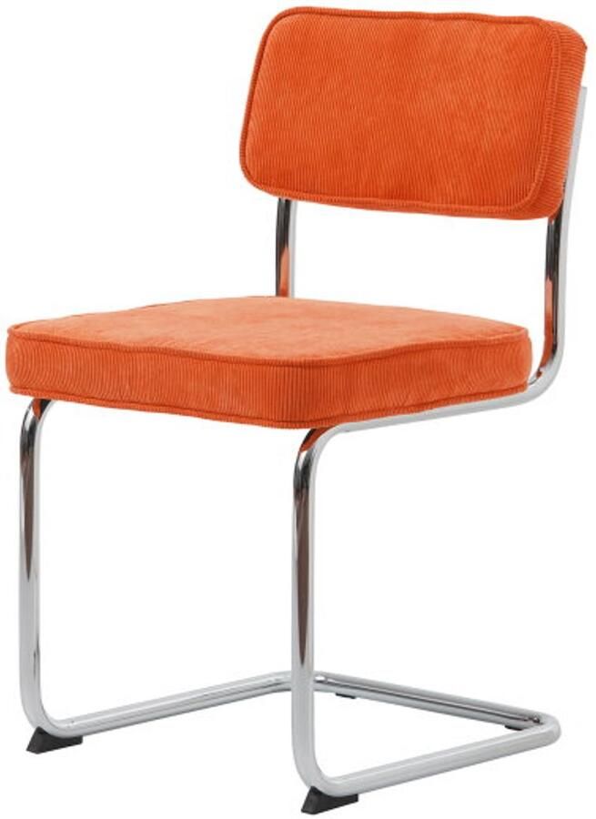 Meubelplaats Eetkamerstoel Rupert ribstof Oranje eetkamerstoelen set van 4