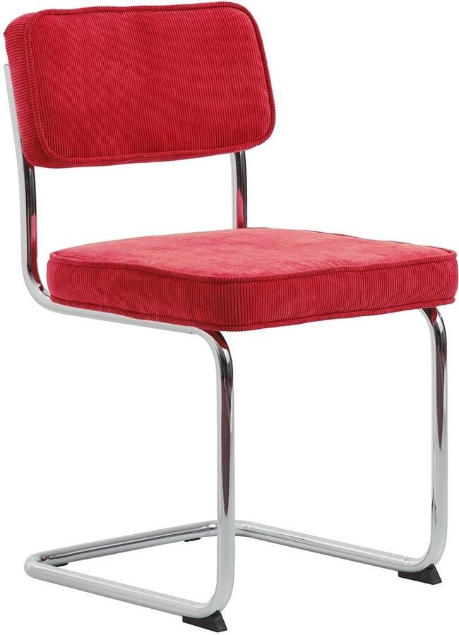 Meubelplaats Eetkamerstoel Rupert ribstof Rood eetkamerstoelen set van 4