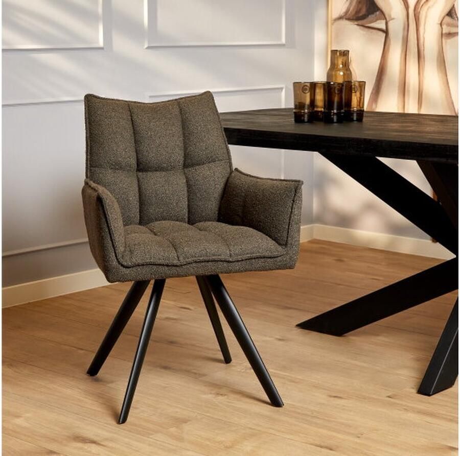 Starfurn Eetkamerstoel Yuni Bruin Met armleuning - Foto 2