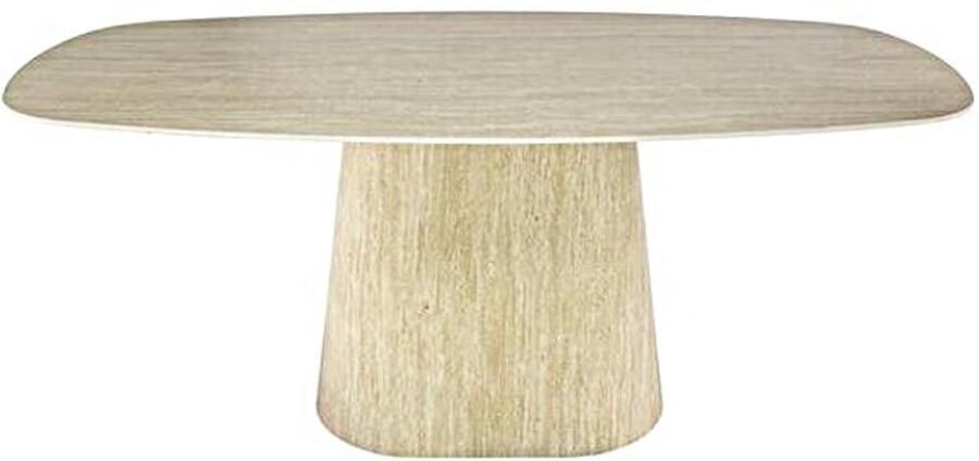 Meubelplaats Eettafel Centurio Deens ovaal Travertin keramiek 180x90 cm Beige