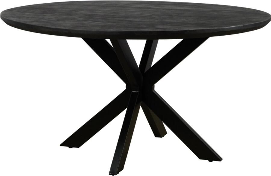 Meubelplaats Eettafel Colorado rond mangohout 130 cm Zwart