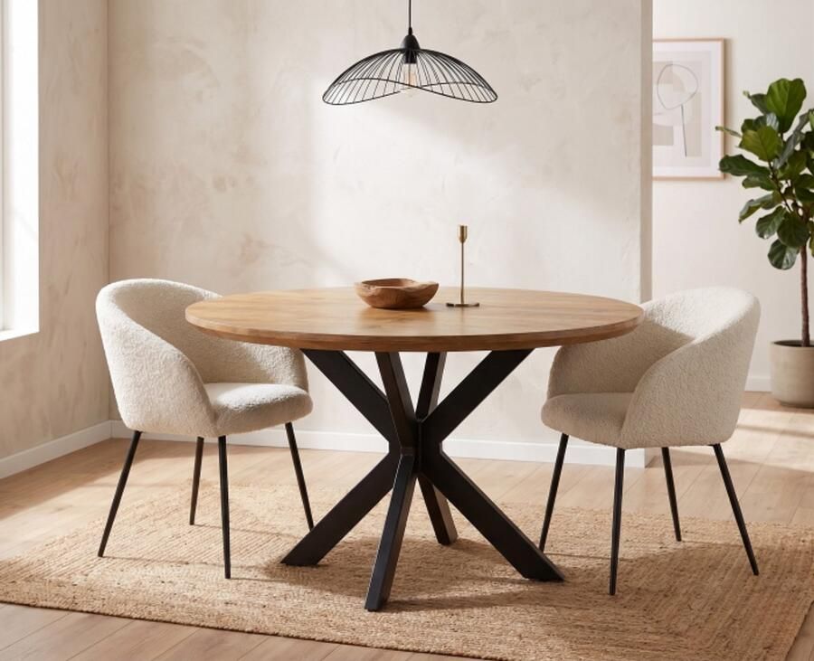 Meubelplaats Eettafel Colorado rond mangohout 140x140x76 cm naturel - Foto 2