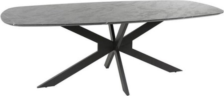 Meubelplaats Eettafel Marquina Deens ovaal melamine 215 cm marmerlook zwart