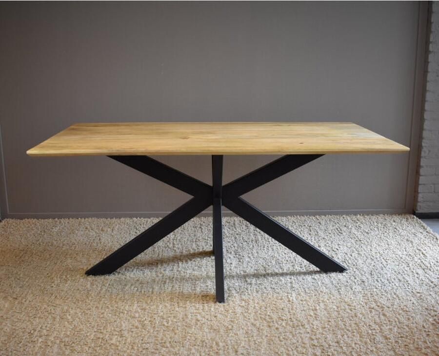 Meubelplaats Eettafel Paris rechthoekig mangohout facet rand 160x90 cm Naturel