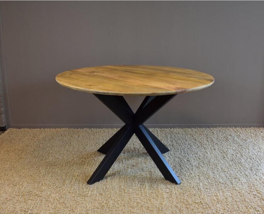 Meubelplaats Eettafel paris rond mangohout facet rand Ø115 cm Naturel